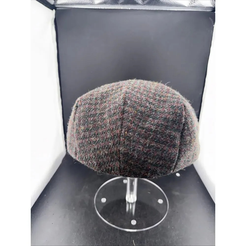 Stetson USA Wool Tweed Newsboy Ivy Driver Flat Cap Brown Fleck Size Large Hat